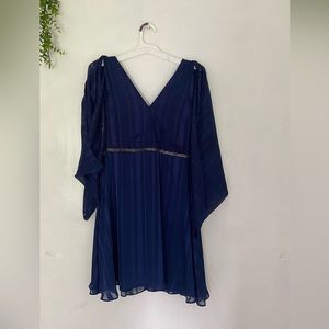 Halston Dark Blue Mini Dress with Gold Accented Waist Sz 4